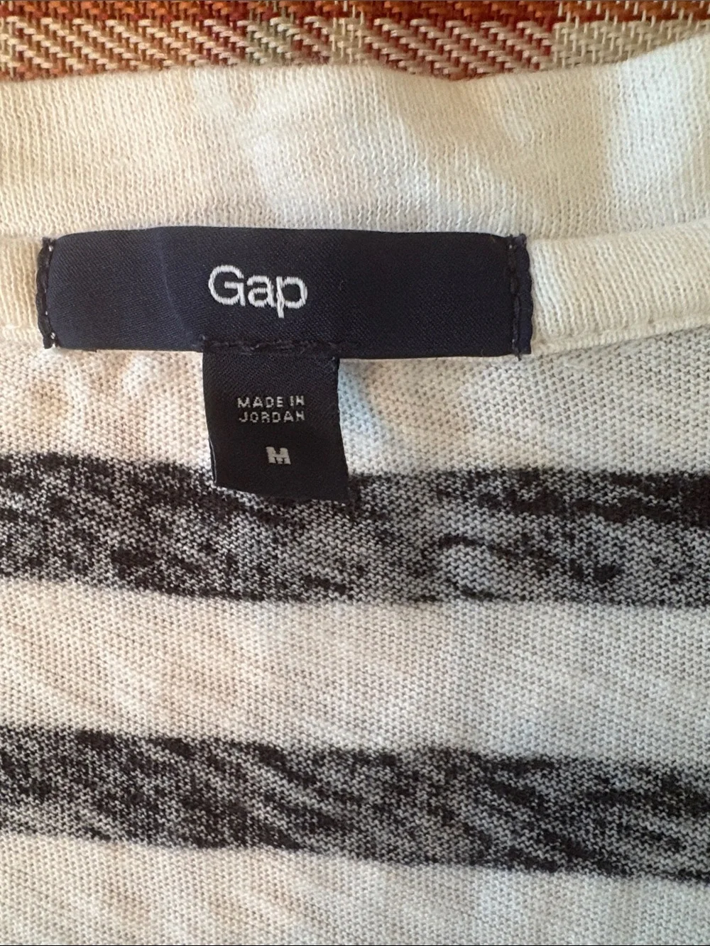 Old Navy Black and White Striped Short Sleeve Tee with Pocket